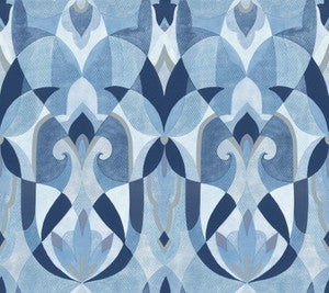 Malta Blue & Silver Wallpaper by York Wallcoverings