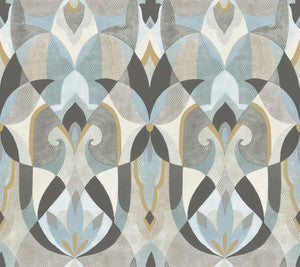Malta Neutal & Blue Wallpaper by York Wallcoverings