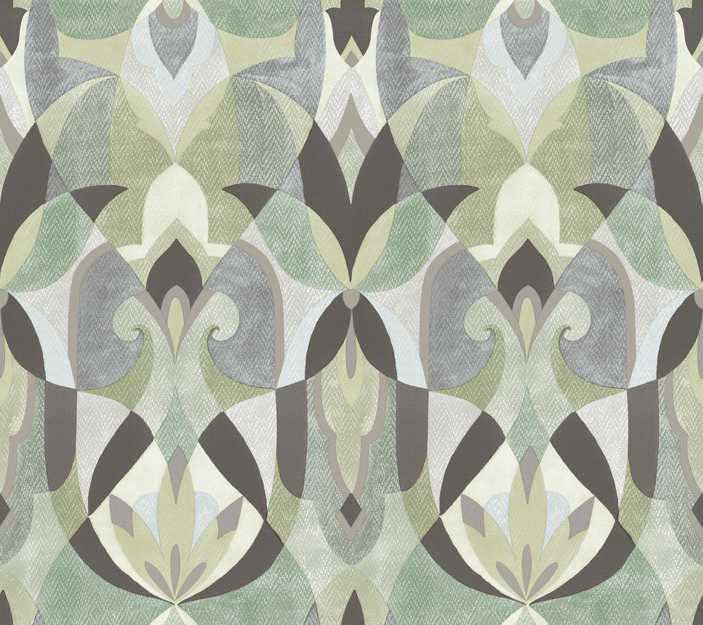 Malta Green Wallpaper by York Wallcoverings Mediterranean Covers about 60.8 square feet 27-in by 27-ft long roll Prepasted 24 - Fabric Carolina -