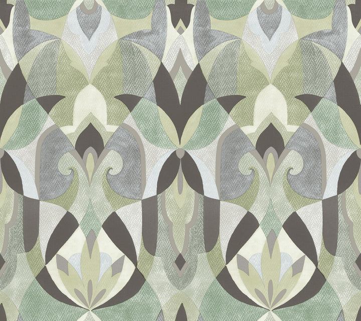 Malta Green Wallpaper by York Wallcoverings Mediterranean Covers about 60.8 square feet 27-in by 27-ft long roll Prepasted 24 - Fabric Carolina -