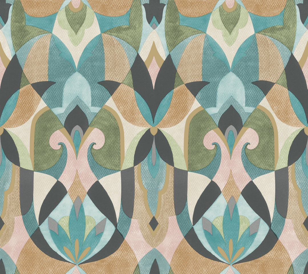 Malta Teal & Gold Wallpaper by York Wallcoverings Designer