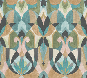 Malta Teal & Gold Wallpaper by York Wallcoverings