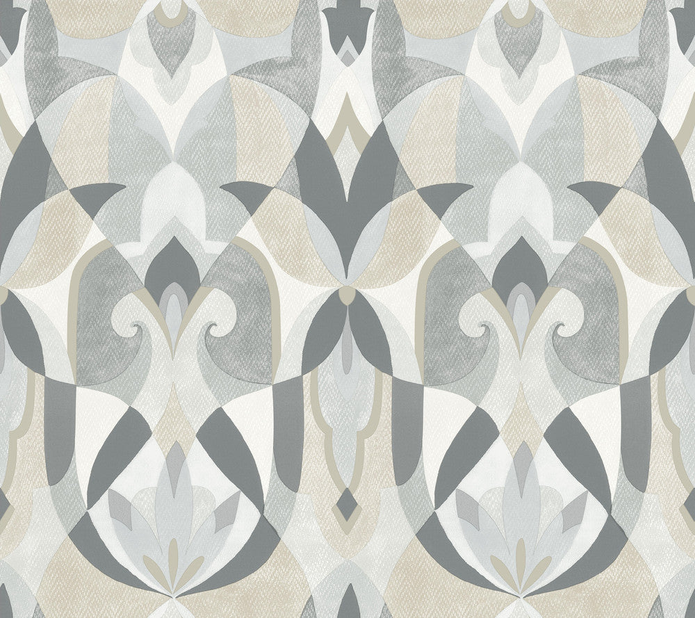 Malta Neutral Wallpaper by York Wallcoverings Mediterranean Covers about 60.8 square feet 27-in by 27-ft long roll Prepasted 24 - Fabric Carolina -