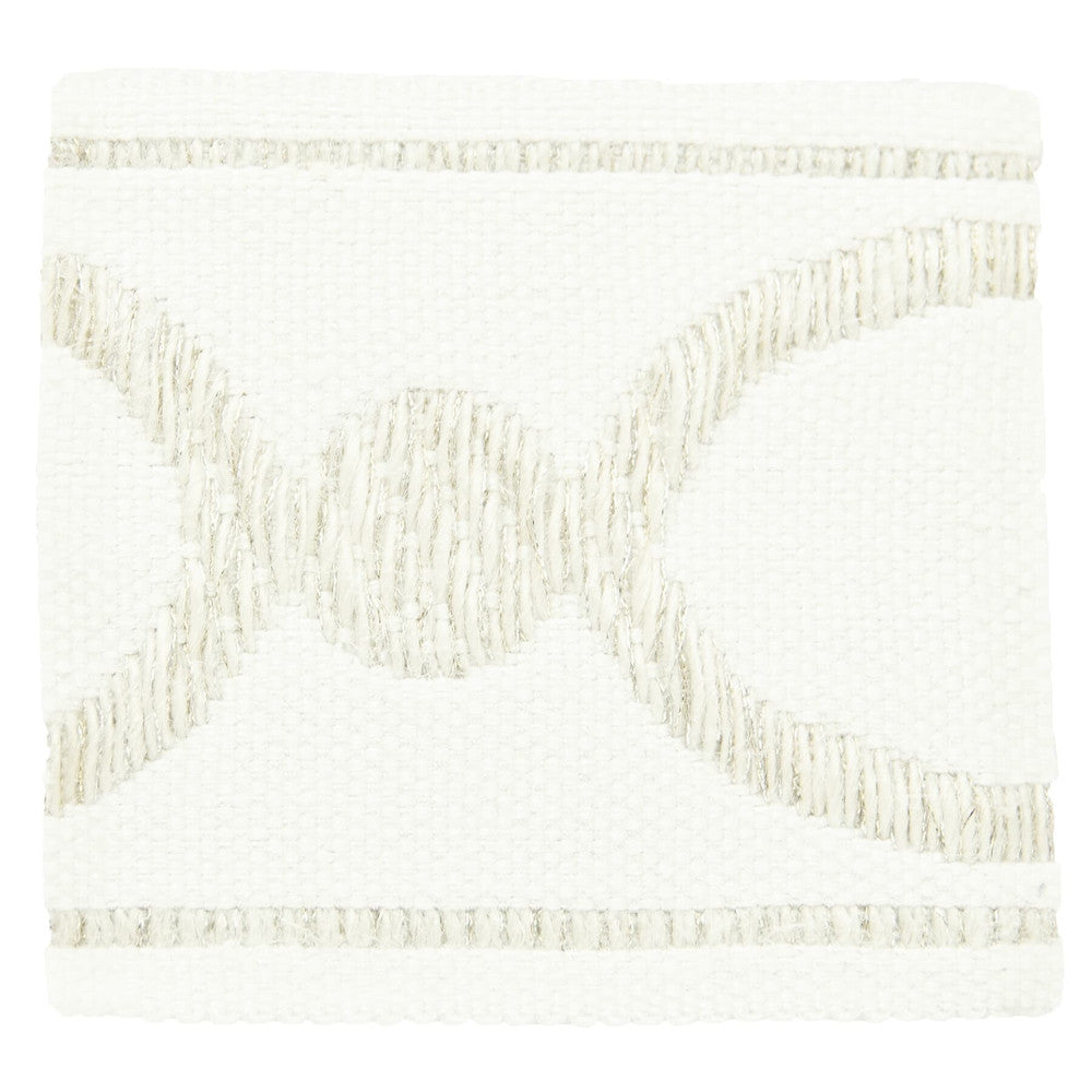 Monogram 5 Ivory by Stout Designer Trim Moondust Trim 38% Linen 31% Spun Viscose 26% JUT 5% Metallic CHINA Horizontal: 0 and Vertical: 0 3 in - Swanky Fabrics -