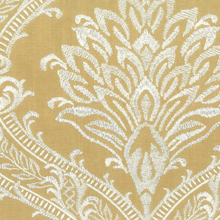 Motive 1 Gold by Stout Designer Fabric EMBROIDERY IV 100%COT %BEMB INDIA </p><p>Repeat: 15.375 51.25 in - Swanky Fabrics -