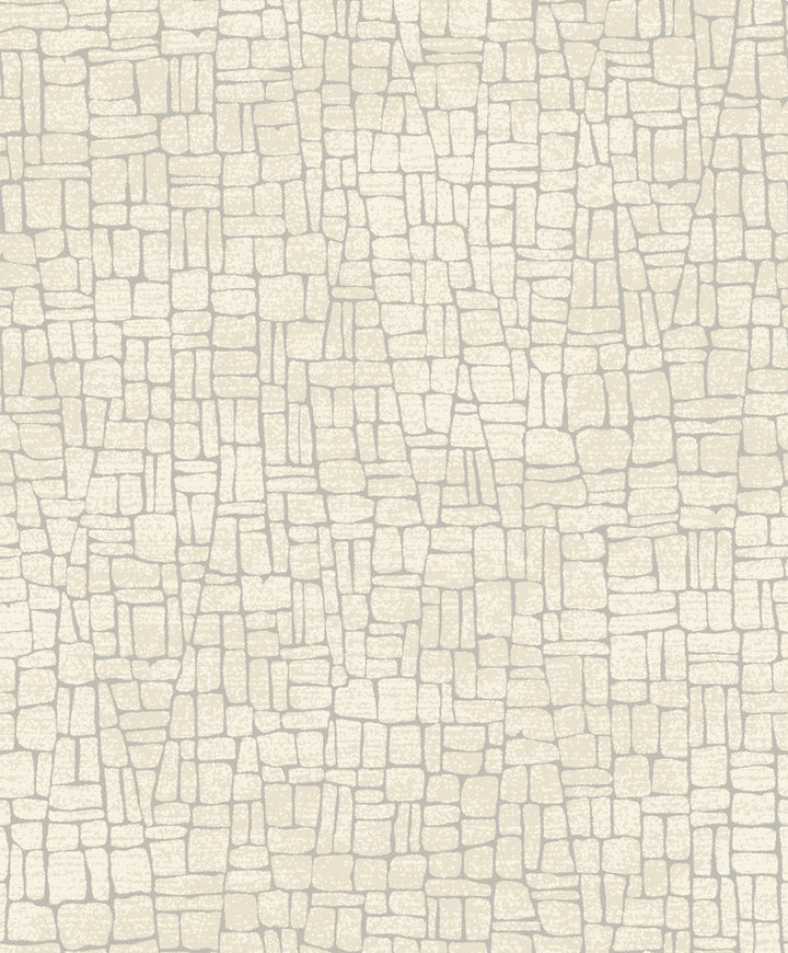 White & Silver Butler Stone Wallpaper by Antonina Vella Antonina Vella Mixed Metals Covers about 57.2 square feet 20.8-in by 33-ft long roll Unpasted 25 - Fabric Carolina -