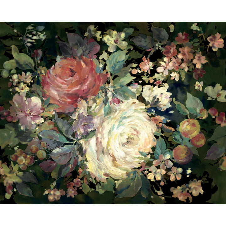 Impressionist Floral Red Wall Mural by York Wallcoverings Mural Resource Library Covers 6 panels - measures 12-ft 6-in wide by 10-ft 2-in tall when assembled 25.25-in by 10.2-ft long roll Unpasted 0 - Fabric Carolina -