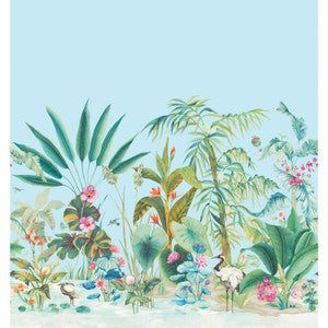 Tropical Panoramic Blue Wall Mural by York Wallcoverings