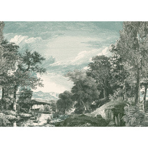 Provincial Scenic Teal Wall Mural by York Wallcoverings