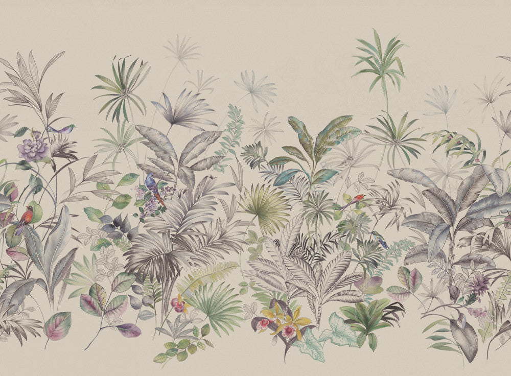 Tropical Black Wall Mural by York Wallcoverings Tropical Study Covers 5 panels - measures 13.85-ft wide by 10.2-ft long when assembled 33.25-in by 10.2-ft long roll Unpasted 0 - Fabric Carolina -