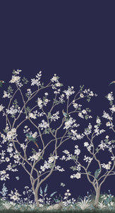 Lingering Garden Navy Wall Mural by Ronald Redding
