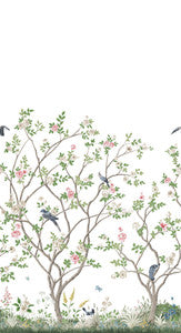 Lingering Garden White Wall Mural by Ronald Redding