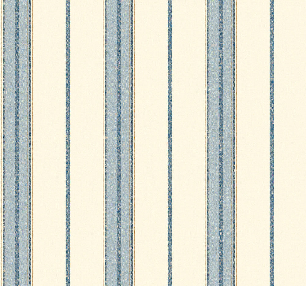 Blue & White Ralph Stripe Wallpaper by York Wallcoverings Menswear Covers about 60.8 square feet 27-in by 27-ft long roll Prepasted 0 - Fabric Carolina -