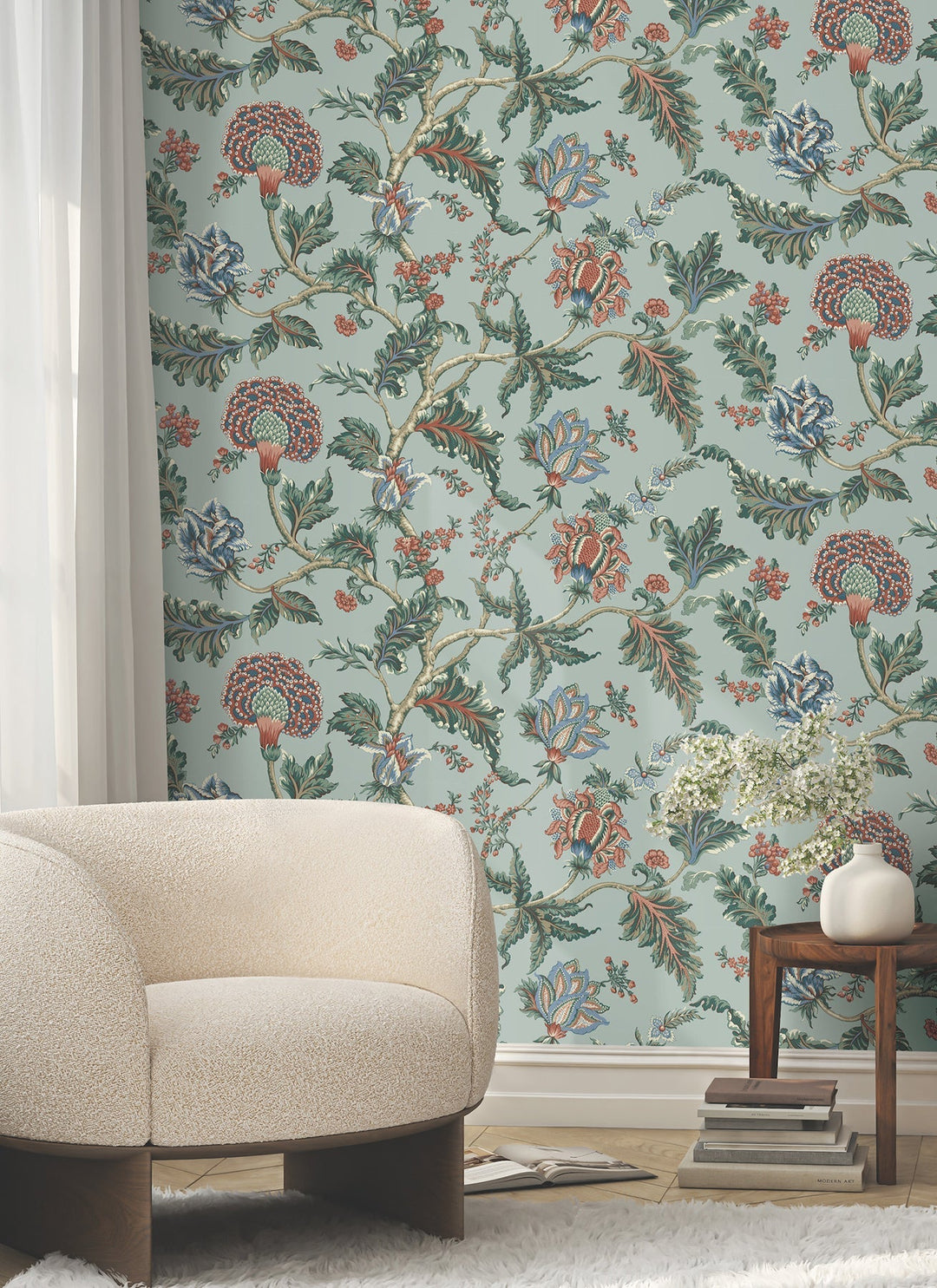 Monroe Teal Wallpaper by Ronald Redding Designer