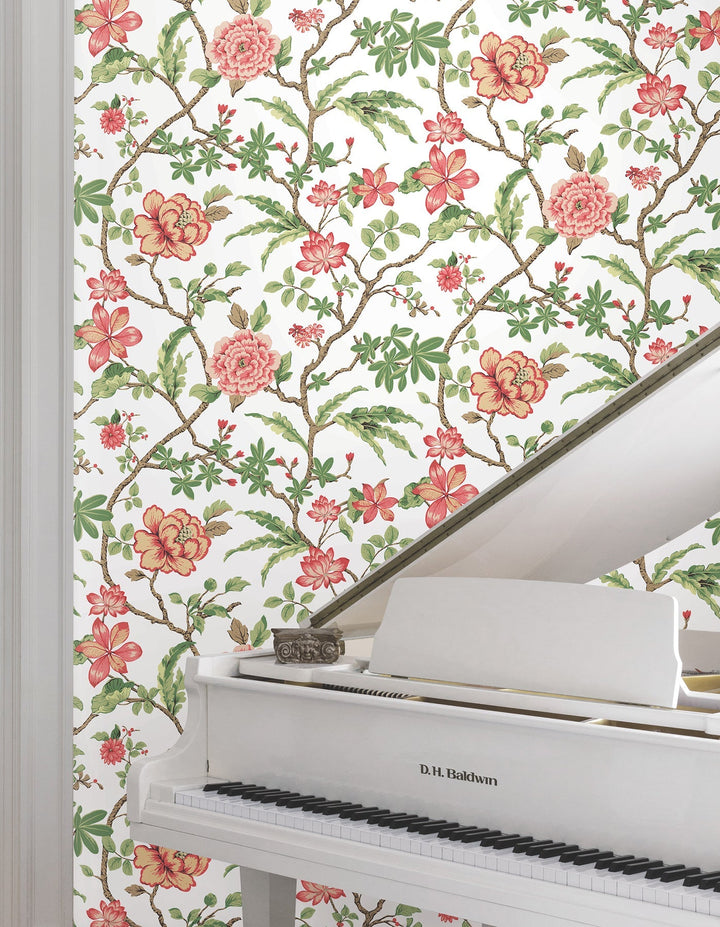Courtyard Botanical Rose Wallpaper by Ronald Redding Designer