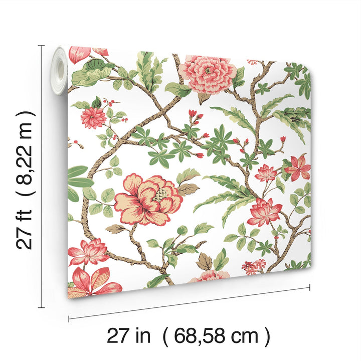Courtyard Botanical Rose Wallpaper by Ronald Redding Designer