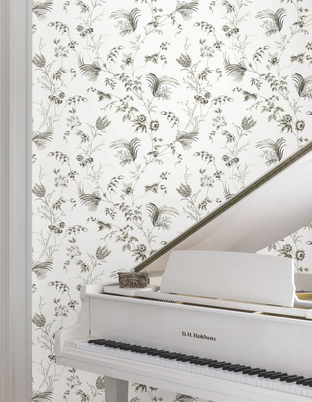 Floral Lace Black Wallpaper by Ronald Redding Designer
