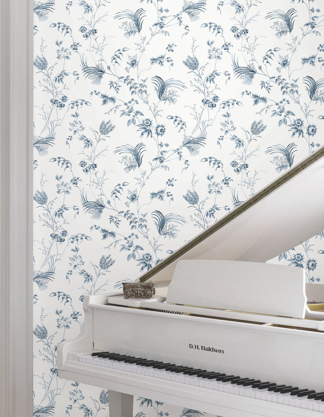Floral Lace Navy Wallpaper by Ronald Redding Designer