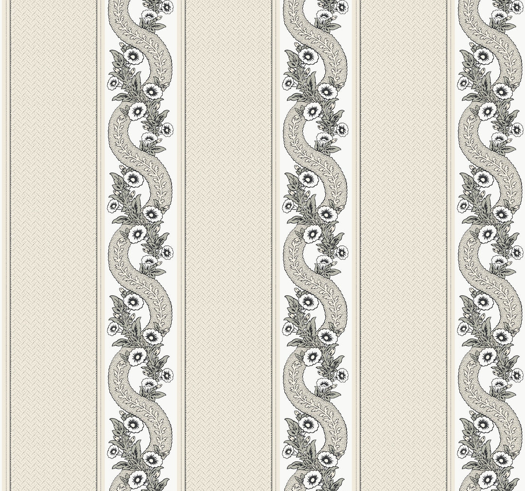 Abbey's Garland Black & White Wallpaper by Ronald Redding Designer