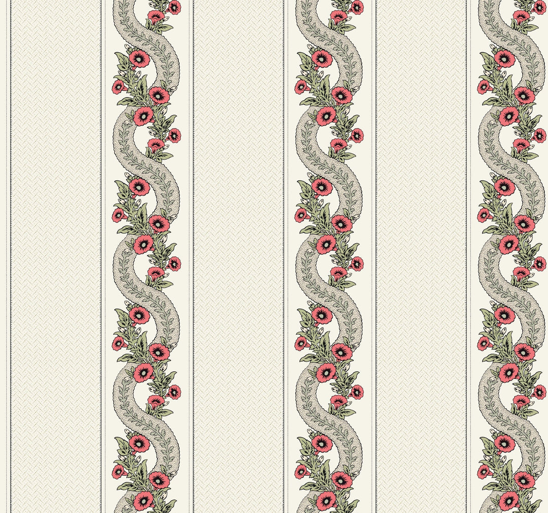 Abbey's Garland Red & Green Wallpaper by Ronald Redding Designer
