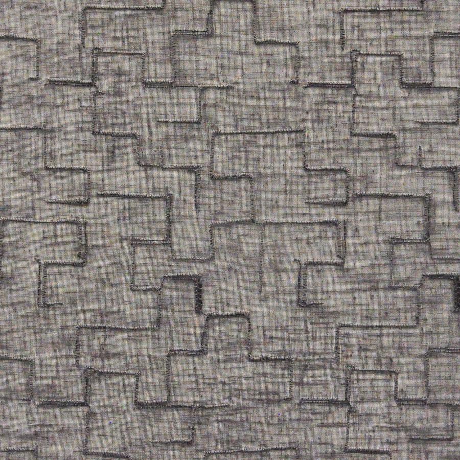 Minos # 546 Noir by Maxwell Fabric Sheer Paths 100% POLYESTER TURKEY V-8" H-6.4" 118" EMB. WIDTH 110" - Fabric Carolina -