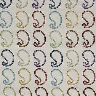Macaron Multi 4301011000 by Carole Fabric Exclusive Blood Orange 90% Cotton, 10% Polyester INDIA H: 7 1/2"V, 6 1/4"H  51" Minimum (See sample for specifics) - Fabric Carolina - Carole Exclusive