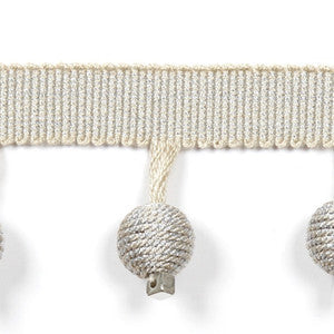 Le Lin Metallic Beaded Fringe Porcelain by Europatex Fabric