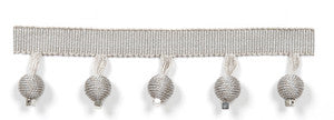 Le Lin Metalic Beaded Fringe Ice by Europatex Fabric