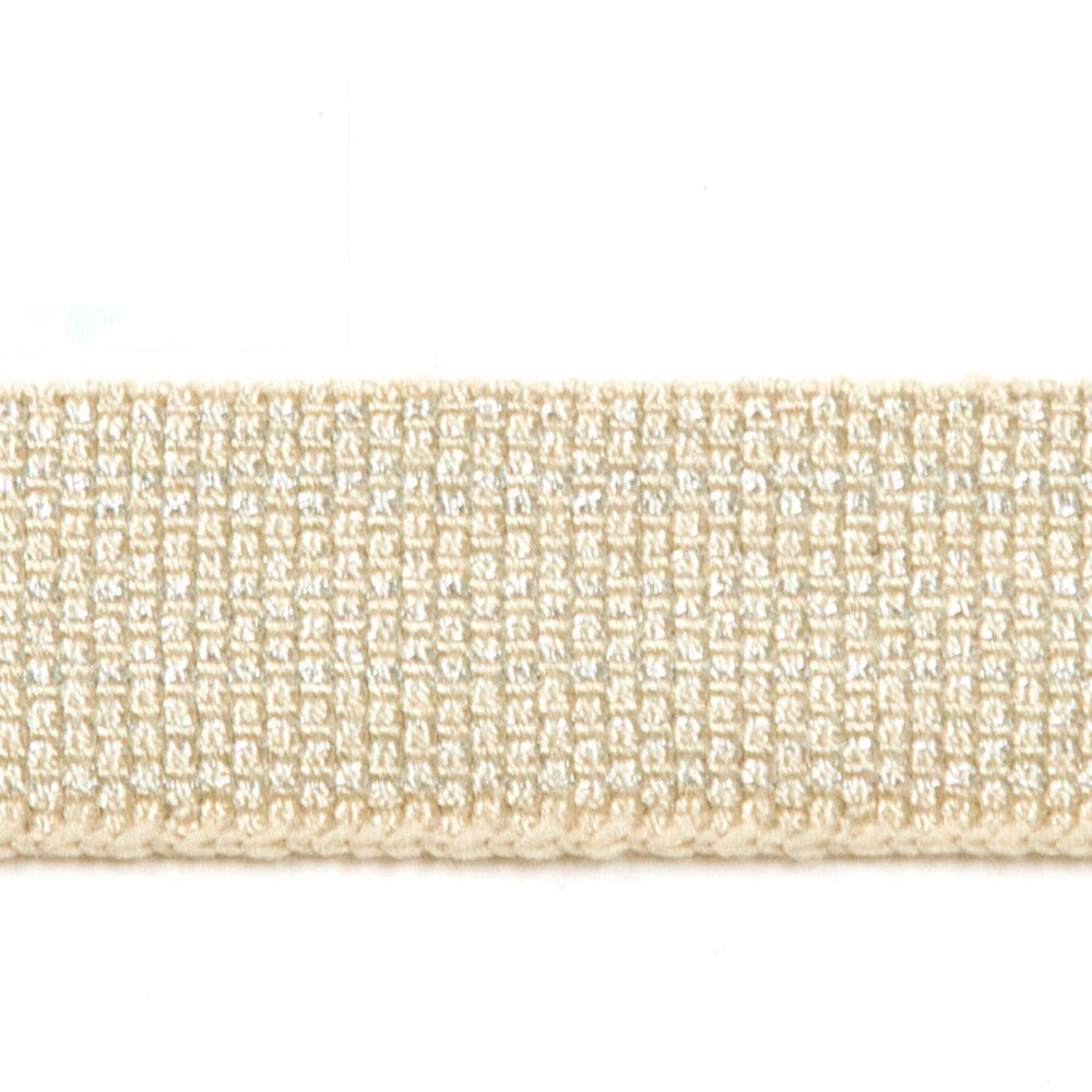Le Lin Metallic Micro Tape Porcelain by Europatex Fabric Le Lin 42% Fibranne, 30% Rayon, 25% Metallic yarns, 3% Polyester 0.56 inches - Fabric Carolina -