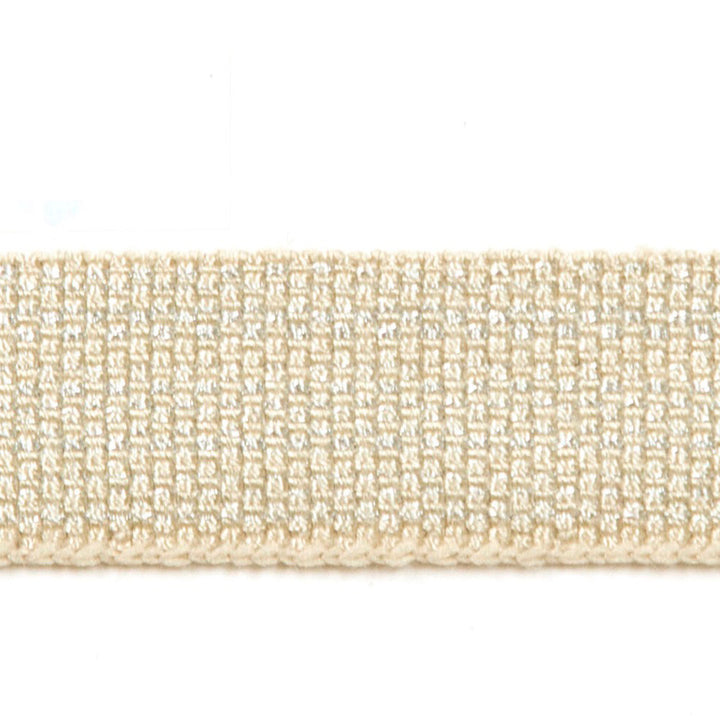 Le Lin Metallic Micro Tape Porcelain by Europatex Fabric Le Lin 42% Fibranne, 30% Rayon, 25% Metallic yarns, 3% Polyester 0.56 inches - Fabric Carolina -