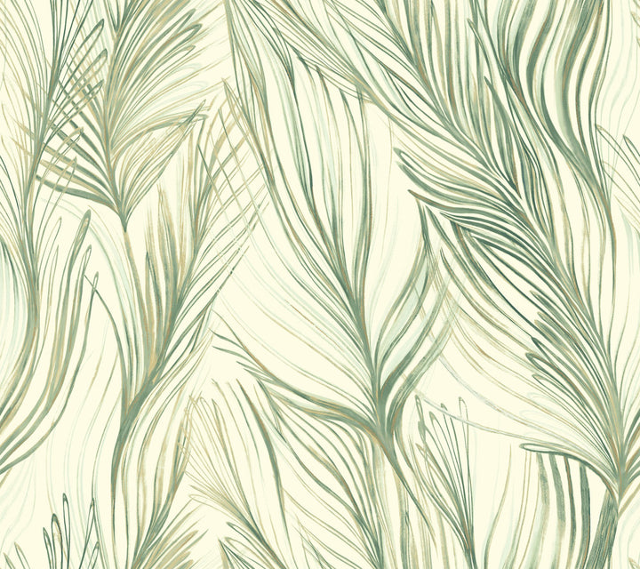 Peaceful Plume Green Wallpaper by Candice Olson Candice Olson Botanical Dreams Covers about 60.8 square feet 27-in by 27-ft long roll Unpasted 24 - Fabric Carolina -