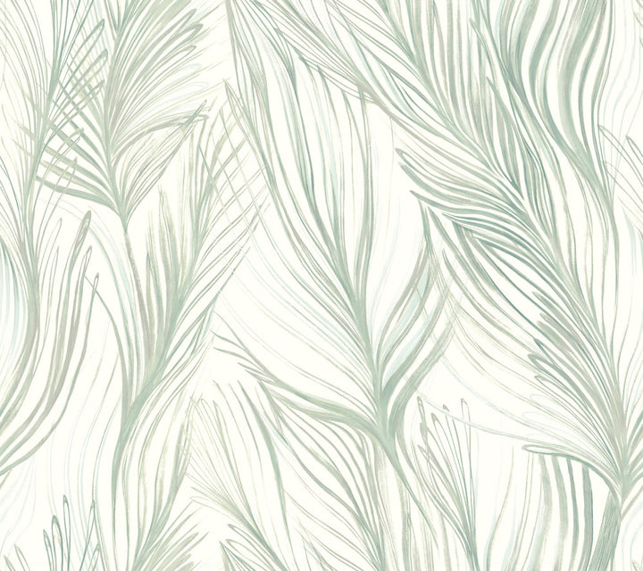 Peaceful Plume Light Blue Wallpaper by Candice Olson Candice Olson Botanical Dreams Covers about 60.8 square feet 27-in by 27-ft long roll Unpasted 24 - Fabric Carolina -