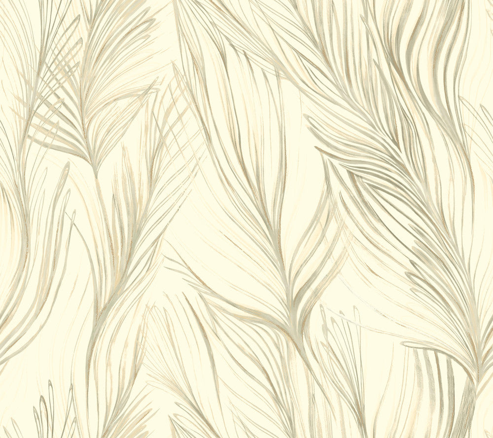Peaceful Plume Beige Wallpaper by Candice Olson Candice Olson Botanical Dreams Covers about 60.8 square feet 27-in by 27-ft long roll Unpasted 24 - Fabric Carolina -