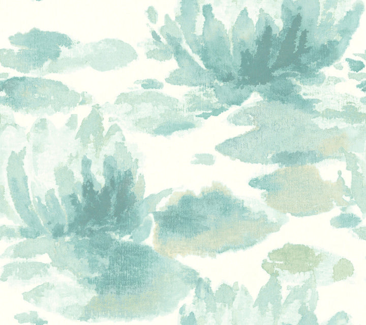 Water Lily Blue Wallpaper by Candice Olson Candice Olson Botanical Dreams Covers about 60.8 square feet 27-in by 27-ft long roll Unpasted 24 - Fabric Carolina -