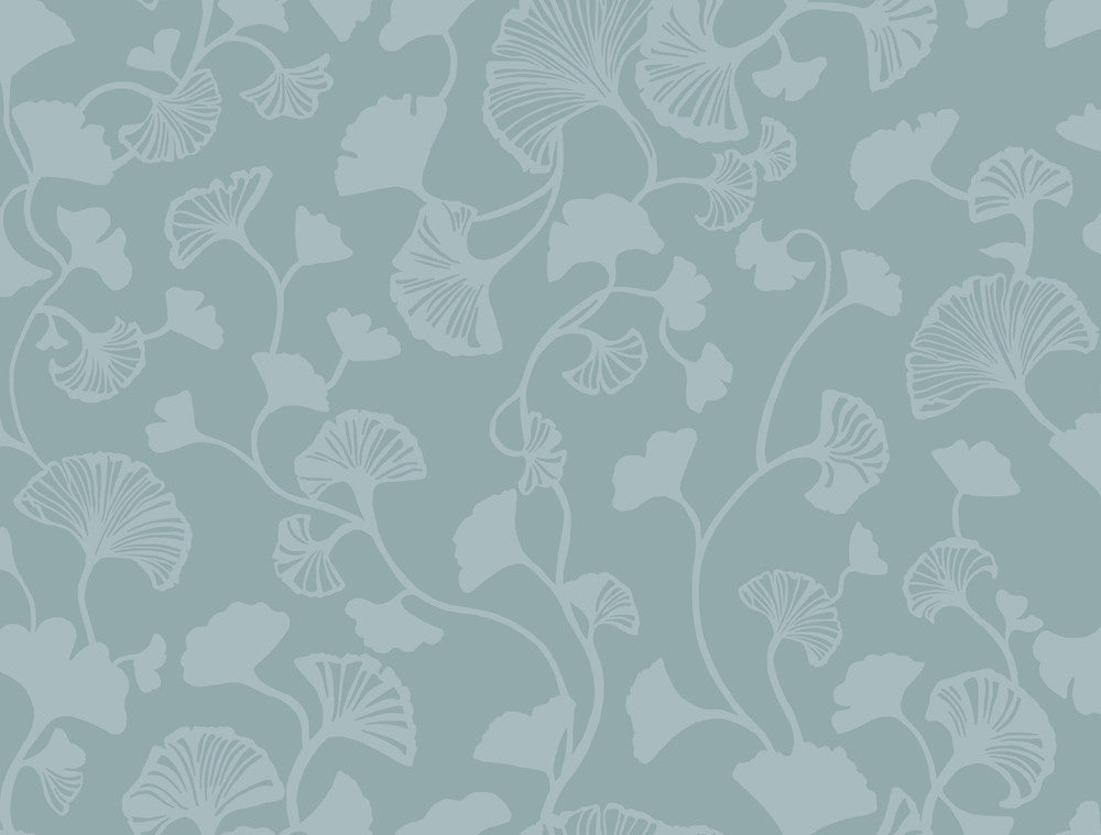Gingko Trail Blue Wallpaper by Candice Olson Candice Olson Botanical Dreams Covers about 60.8 square feet 27-in by 27-ft long roll Unpasted 20.5 - Fabric Carolina -
