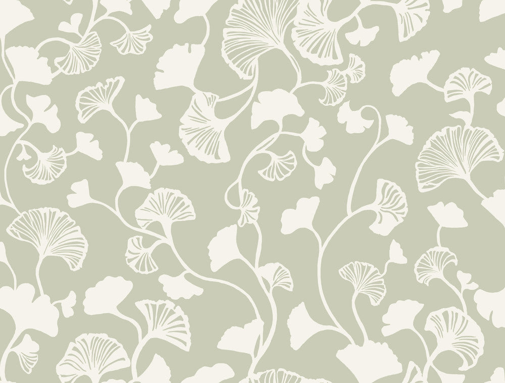 Gingko Trail Green Wallpaper by Candice Olson Candice Olson Botanical Dreams Covers about 60.8 square feet 27-in by 27-ft long roll Unpasted 20.5 - Fabric Carolina -