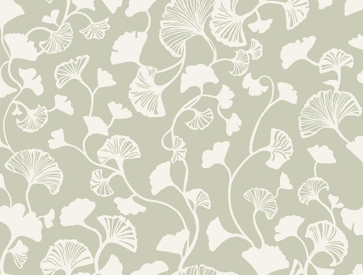 Gingko Trail Green Wallpaper by Candice Olson Candice Olson Botanical Dreams Covers about 60.8 square feet 27-in by 27-ft long roll Unpasted 20.5 - Fabric Carolina -