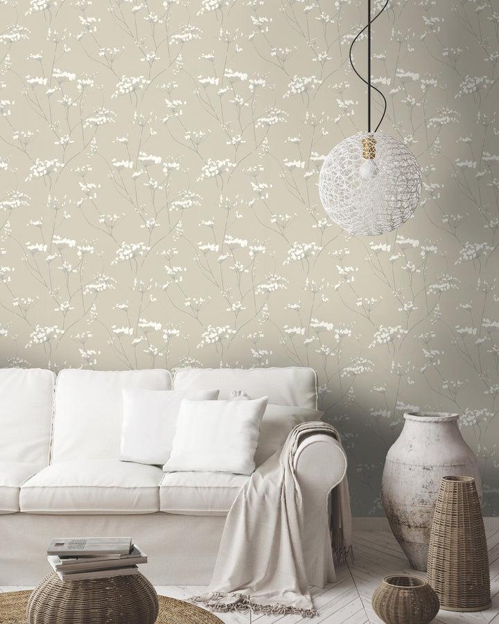 Enchanted Tan Wallpaper by York Wallcoverings Designer