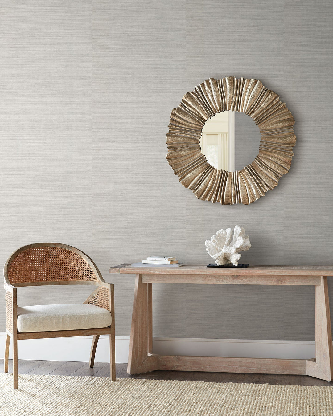 Tasar Silk Grey Wallpaper by York Wallcoverings Designer