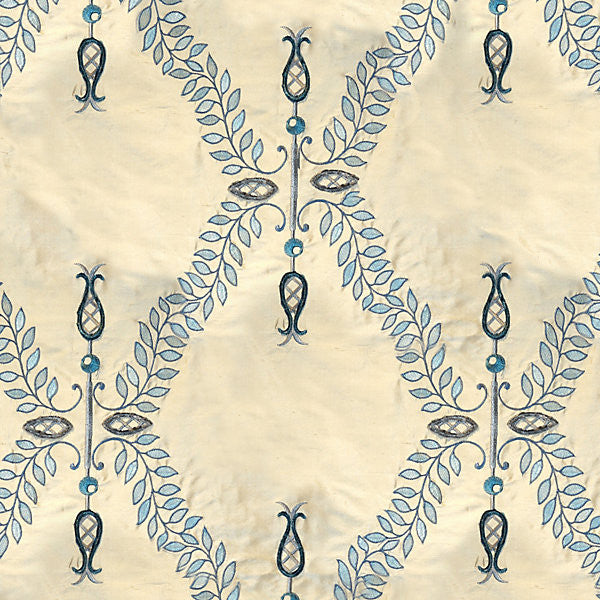 White Hall/Lapis by Old World Weavers Fabric Old World Weavers Fabric White Hall/LapisFabric 100% SILK INDIA </p><p>Repeat: H: 15", V: 12.75" 52" - Fabric Carolina -