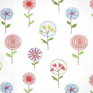 Fancy Work Blue/Coral by Grey Watkins Fabric
