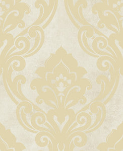 Vogue Damask Metallic Gold and Off-White by Seabrook Wallpaper