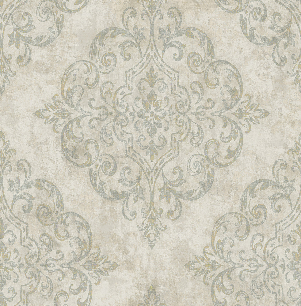 Atelier Gray, Metallic Gold, and Taupe by Seabrook Wallpaper Nouveau Luxe United States 56.05 20.87" 20.5" - Fabric Carolina -
