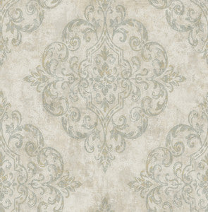 Atelier Gray, Metallic Gold, and Taupe by Seabrook Wallpaper