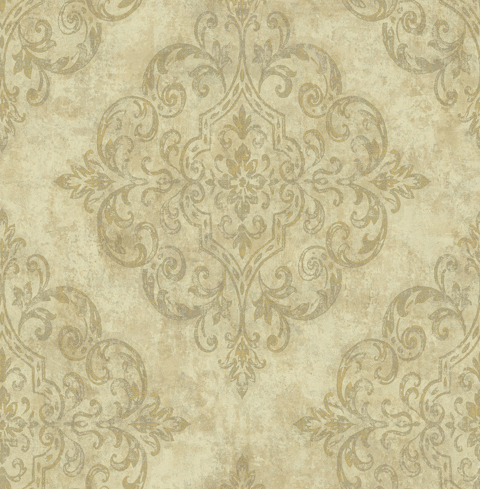 Atelier Metallic Gold and Off-White by Seabrook Wallpaper Nouveau Luxe United States 56.05 20.87" 20.5" - Fabric Carolina -