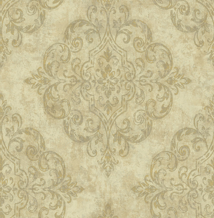 Atelier Metallic Gold and Off-White by Seabrook Wallpaper Nouveau Luxe United States 56.05 20.87" 20.5" - Fabric Carolina -