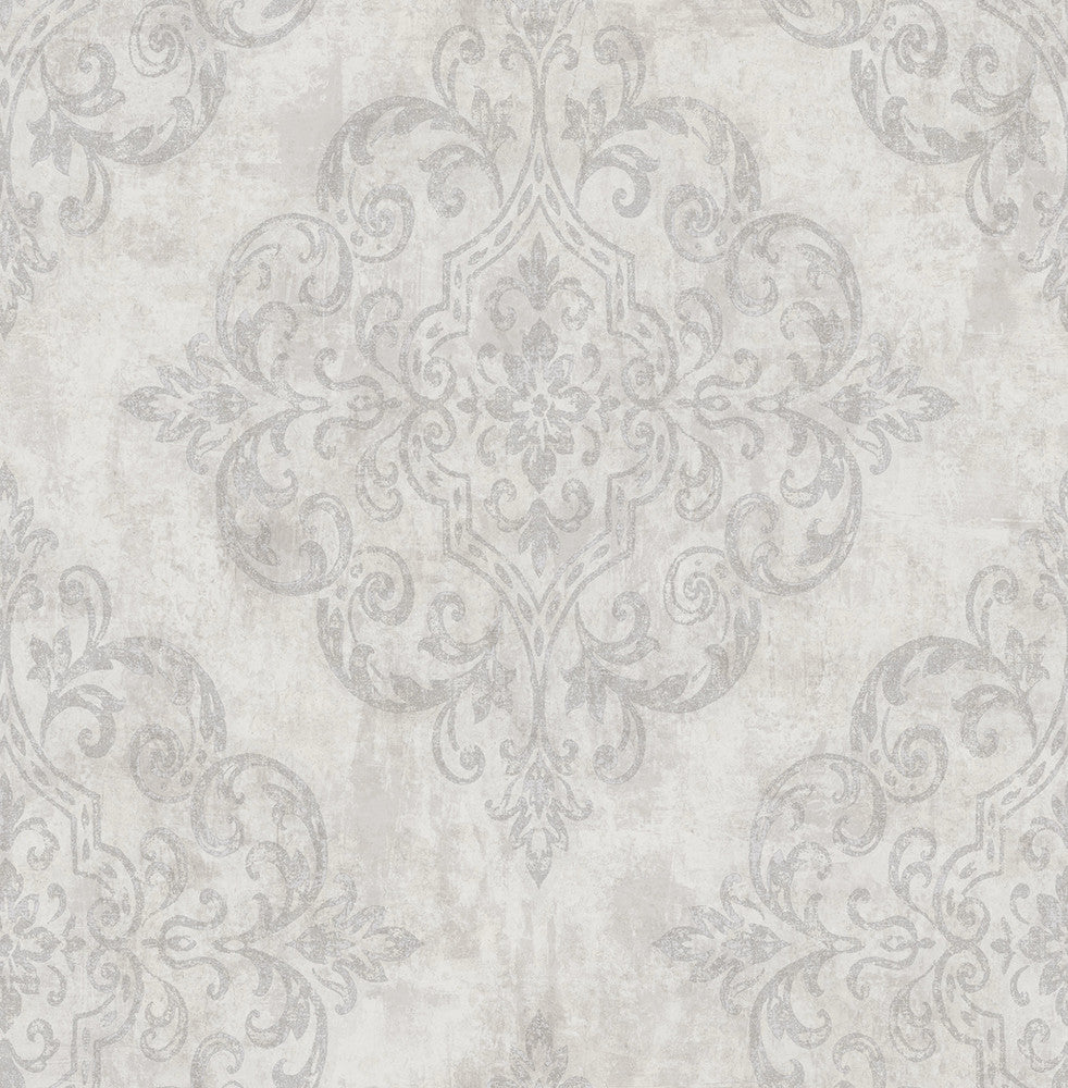 Atelier Gray, Metallic Gold, and Off-White by Seabrook Wallpaper Nouveau Luxe United States 56.05 20.87" 20.5" - Fabric Carolina -