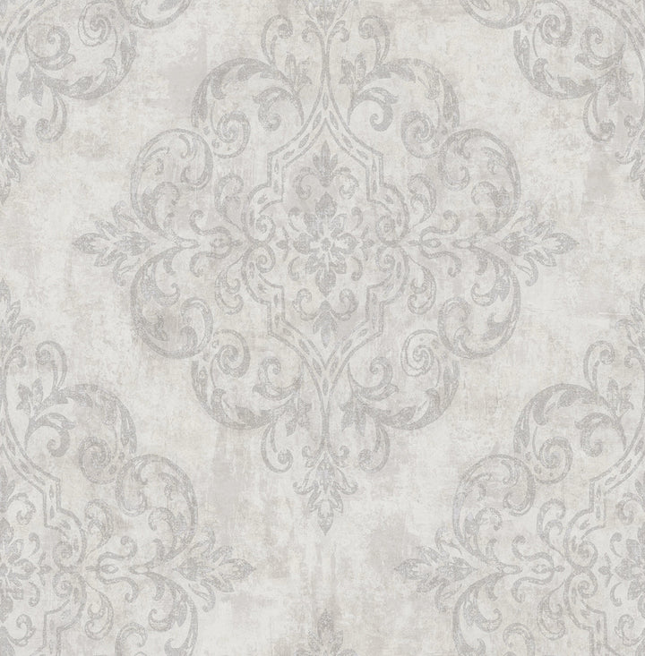 Atelier Gray, Metallic Gold, and Off-White by Seabrook Wallpaper Nouveau Luxe United States 56.05 20.87" 20.5" - Fabric Carolina -