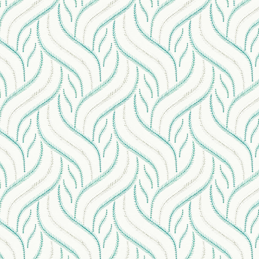 Nero 1 Aqua by Stout Fabric COMFORTABLE LIVING LAGOON/TEAL 100%COT %BEMB INDIA Horizontal: 6.250 and Vertical: 5.000 51 in - Fabric Carolina -