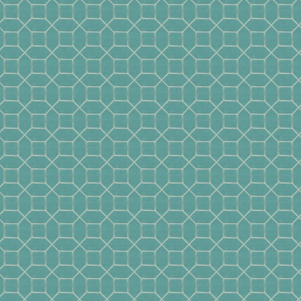 Nilan 1 Turquoise by Stout Fabric RAINBOW LIBRARY SPA/TEAL 95%POL 5%LIN %REMB CHINA Horizontal: 3.375 and Vertical: 3.375 52 in - Fabric Carolina -